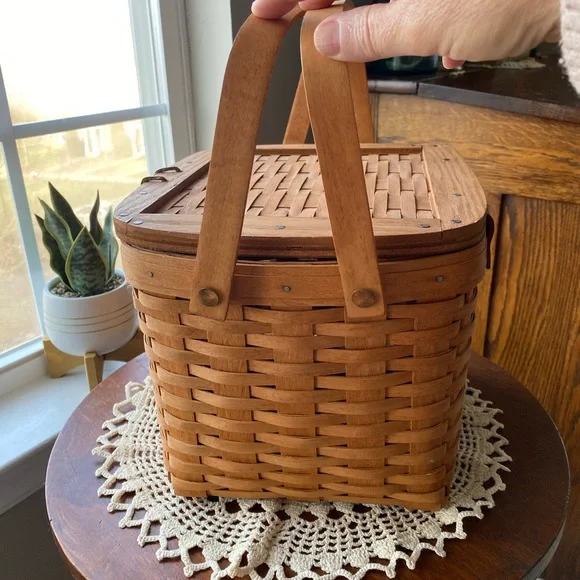 Longaberger 1990 Handcrafted Large Brown Woven Basket EUC
